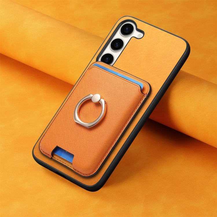 Retro Cross Leather Ring Vertical Insert Card Bag MagSafe Phone Case, For Samsung Galaxy S23+ 5G, For Samsung Galaxy S23 5G, For Samsung Galaxy A16