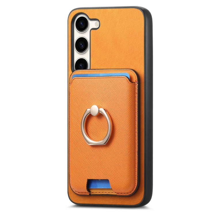 Retro Cross Leather Ring Vertical Insert Card Bag MagSafe Phone Case, For Samsung Galaxy S23 5G, For Samsung Galaxy A16, For Samsung Galaxy M34 / F34 5G