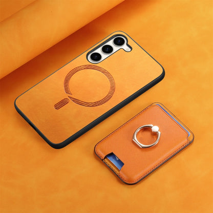 Retro Cross Leather Ring Vertical Insert Card Bag MagSafe Phone Case, For Samsung Galaxy S23 5G, For Samsung Galaxy A16, For Samsung Galaxy M34 / F34 5G