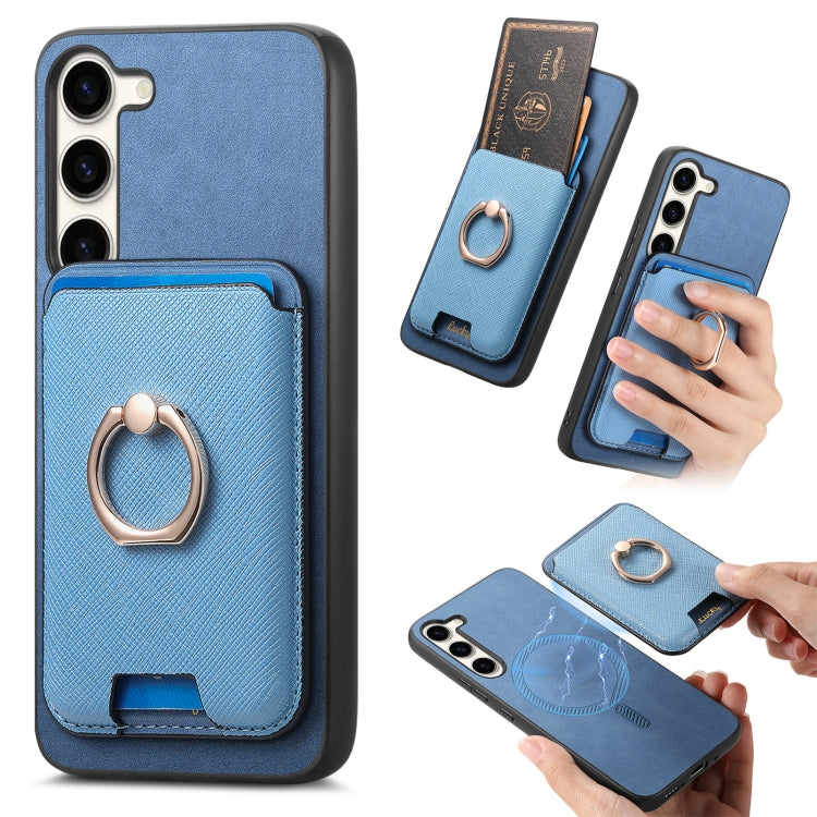 Retro Cross Leather Ring Vertical Insert Card Bag MagSafe Phone Case, For Samsung Galaxy S23 5G, For Samsung Galaxy A16, For Samsung Galaxy M34 / F34 5G