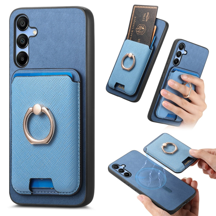 Retro Cross Leather Ring Vertical Insert Card Bag MagSafe Phone Case, For Samsung Galaxy S23 5G, For Samsung Galaxy A16, For Samsung Galaxy M34 / F34 5G