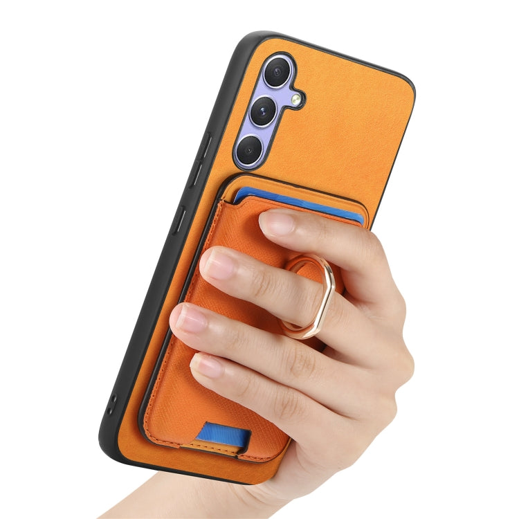 Retro Cross Leather Ring Vertical Insert Card Bag MagSafe Phone Case, For Samsung Galaxy M54 / F54 5G, For Samsung Galaxy A14