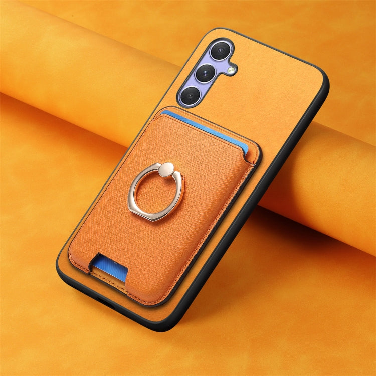 Retro Cross Leather Ring Vertical Insert Card Bag MagSafe Phone Case, For Samsung Galaxy M54 / F54 5G, For Samsung Galaxy A14