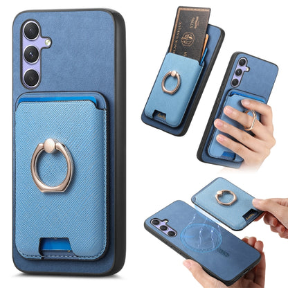 Retro Cross Leather Ring Vertical Insert Card Bag MagSafe Phone Case, For Samsung Galaxy M54 / F54 5G, For Samsung Galaxy A14
