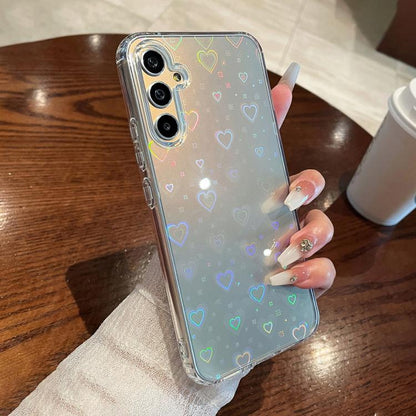 Laser Heart Clear TPU Shockproof Phone Case, For Samsung Galaxy S25 5G, For Samsung Galaxy S25+ 5G, For Samsung Galaxy S25 Ultra 5G, For Samsung Galaxy S24 FE 5G, For Samsung Galaxy S24 Ultra 5G, For Samsung Galaxy S24+ 5G, For Samsung Galaxy S24 5G   ...