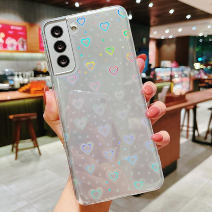 Laser Heart Clear TPU Shockproof Phone Case, For Samsung Galaxy S25 5G, For Samsung Galaxy S25+ 5G, For Samsung Galaxy S25 Ultra 5G, For Samsung Galaxy S24 FE 5G, For Samsung Galaxy S24 Ultra 5G, For Samsung Galaxy S24+ 5G, For Samsung Galaxy S24 5G   ...