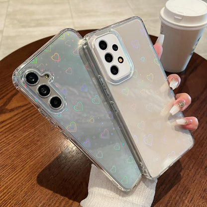 Laser Heart Clear TPU Shockproof Phone Case, For Samsung Galaxy S25 5G, For Samsung Galaxy S25+ 5G, For Samsung Galaxy S25 Ultra 5G, For Samsung Galaxy S24 FE 5G, For Samsung Galaxy S24 Ultra 5G, For Samsung Galaxy S24+ 5G, For Samsung Galaxy S24 5G   ...