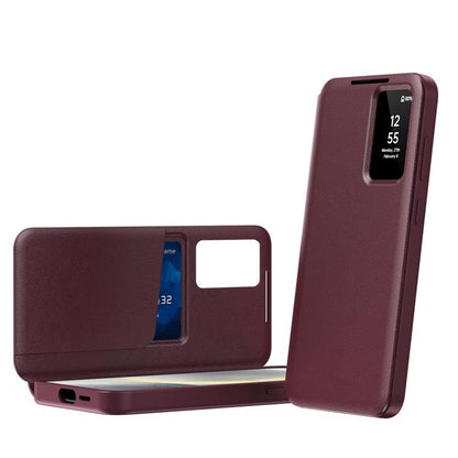 Smart View Window Leather Phone Case with Card Slot, For Samsung Galaxy S24 5G, For Samsung Galaxy S23 FE 5G, For Samsung Galaxy Z Fold5 5G, For Samsung Galaxy S23 Ultra 5G