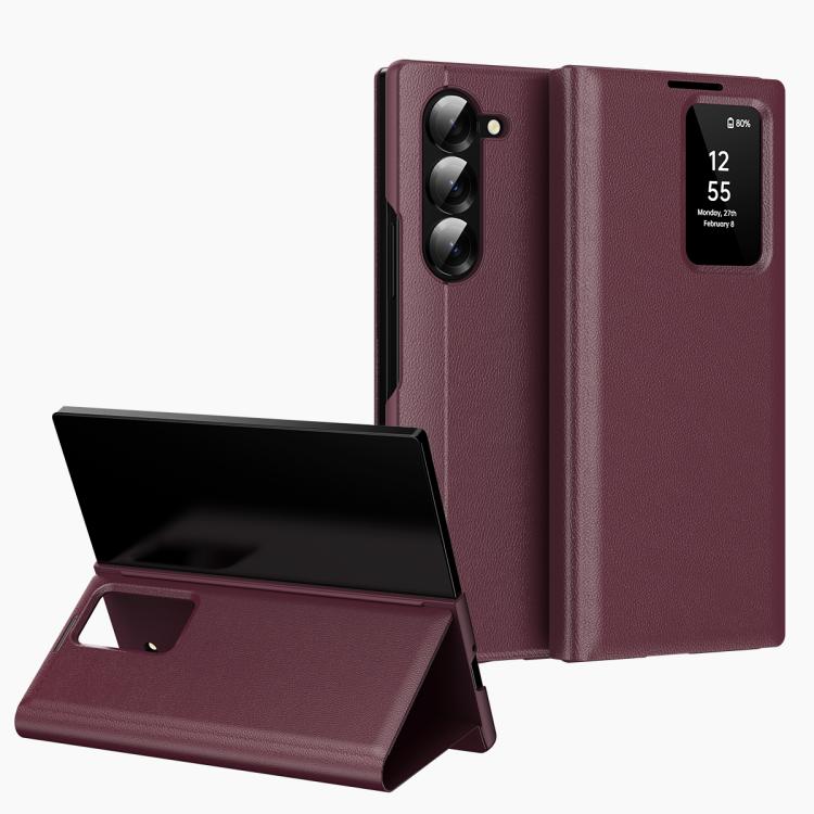 Smart View Window Leather Phone Case with Card Slot, For Samsung Galaxy S24 5G, For Samsung Galaxy S23 FE 5G, For Samsung Galaxy Z Fold5 5G, For Samsung Galaxy S23 Ultra 5G