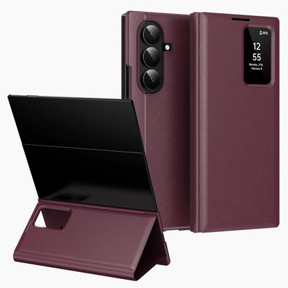 Smart View Window Leather Phone Case with Card Slot, For Galaxy S26 FE 5G, For Galaxy Z TriFold, For Galaxy S26 Ultra 5G, For Galaxy A57 5G