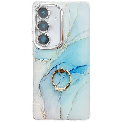 Electroplated Marble Texture Ring Holder Phone Case, For Samsung Galaxy A15 5G
