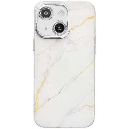 Electroplated Marble Texture Phone Case, For iPhone 15