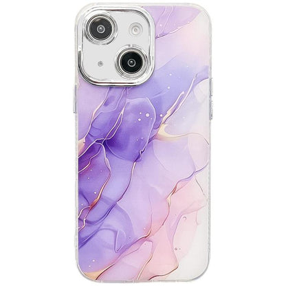 Electroplated Marble Texture Phone Case, For iPhone 15
