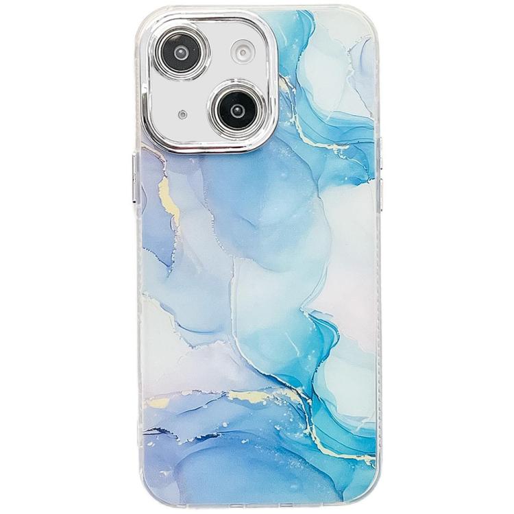 Electroplated Marble Texture Phone Case, For iPhone 15