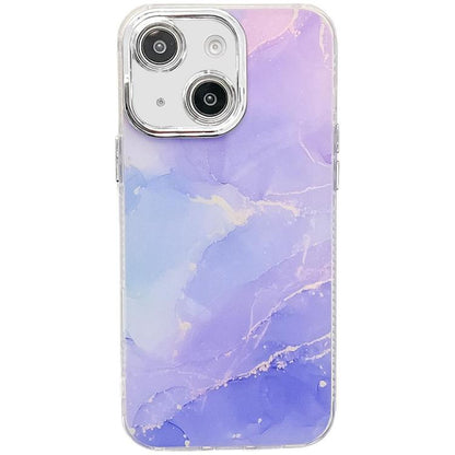 Electroplated Marble Texture Phone Case, For iPhone 15