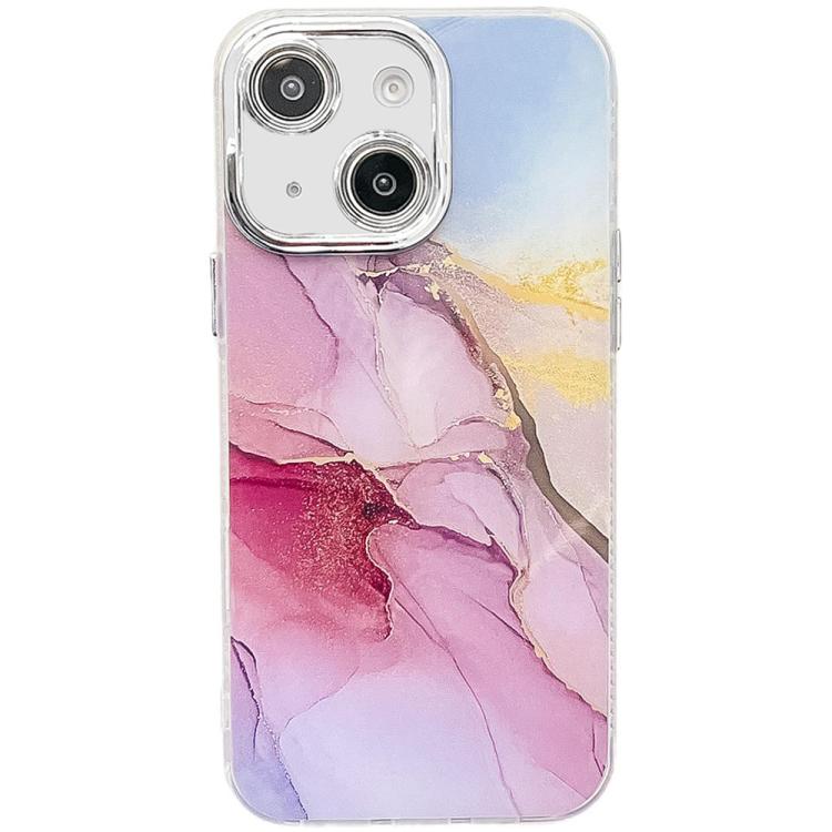 Electroplated Marble Texture Phone Case, For iPhone 15