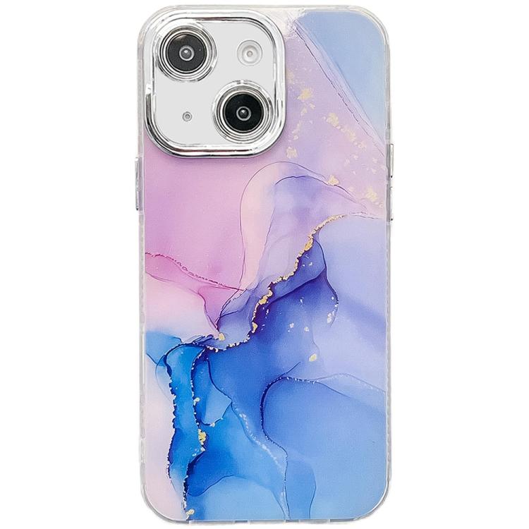 Electroplated Marble Texture Phone Case, For iPhone 15