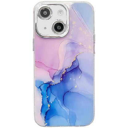 Electroplated Marble Texture Phone Case, For iPhone 15
