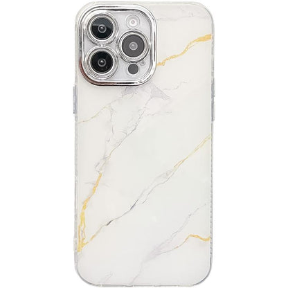 Electroplated Marble Texture Phone Case, For iPhone 15 Pro
