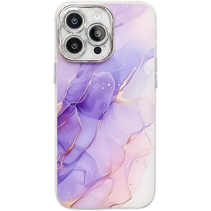Electroplated Marble Texture Phone Case, For iPhone 15 Pro Max