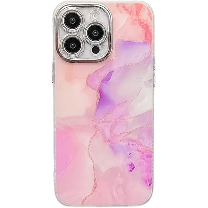 Electroplated Marble Texture Phone Case, For iPhone 15 Pro Max