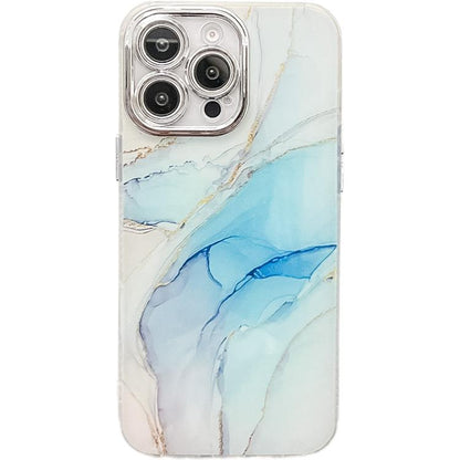 Electroplated Marble Texture Phone Case, For iPhone 15 Pro Max