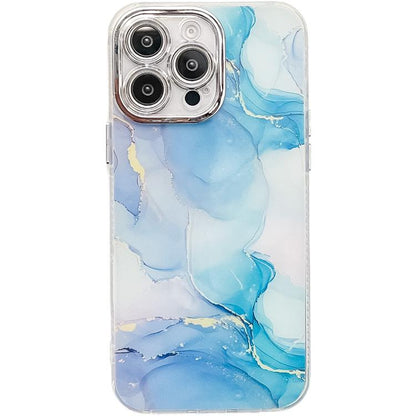 Electroplated Marble Texture Phone Case, For iPhone 15 Pro Max