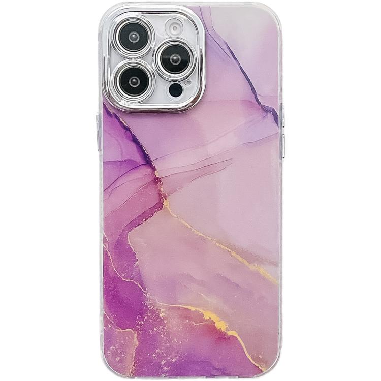 Electroplated Marble Texture Phone Case, For iPhone 15 Pro Max