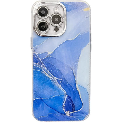 Electroplated Marble Texture Phone Case, For iPhone 15 Pro Max