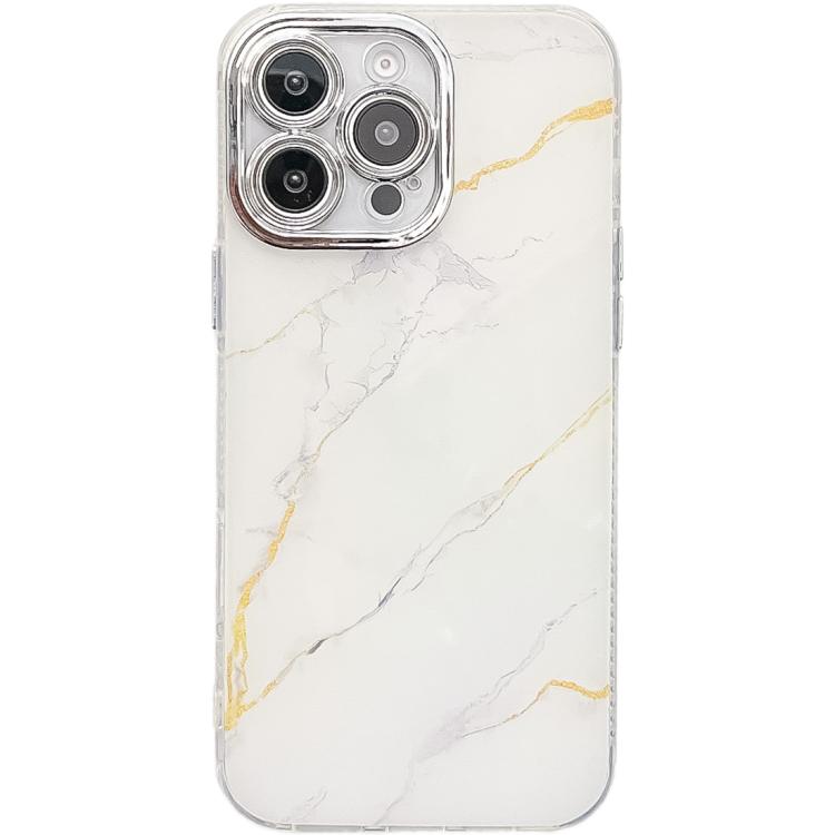 Electroplated Marble Texture Phone Case, For iPhone 16 Pro Max
