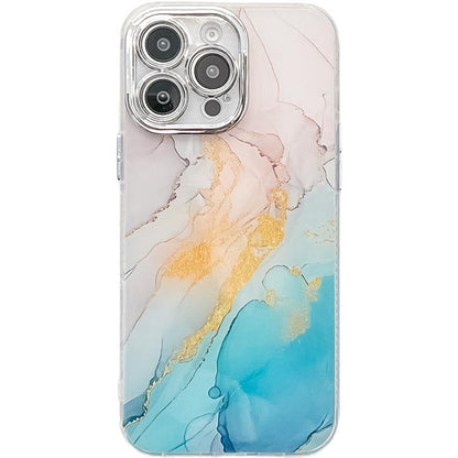 Electroplated Marble Texture Phone Case, For iPhone 16 Pro