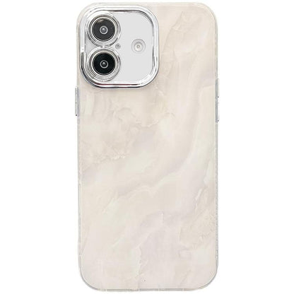 Electroplated Marble Texture Phone Case, For iPhone 16 Plus