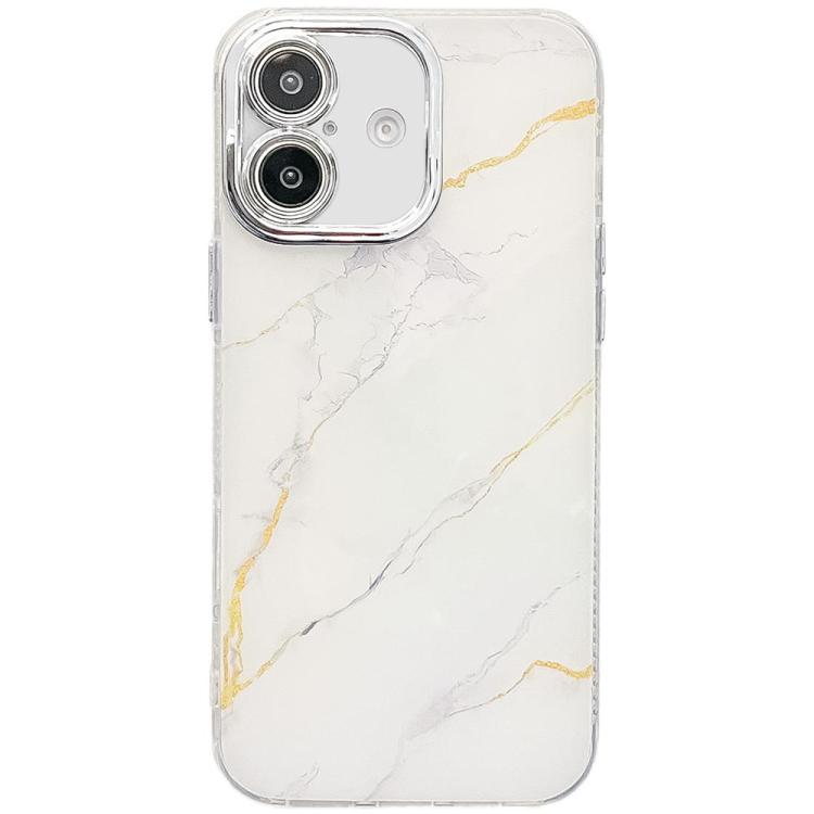 Electroplated Marble Texture Phone Case, For iPhone 16