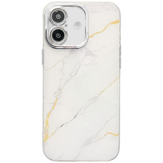 Electroplated Marble Texture Phone Case, For iPhone 16