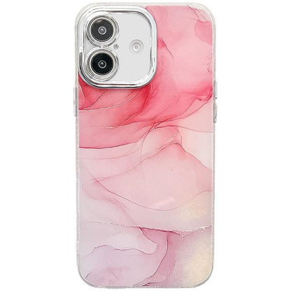 Electroplated Marble Texture Phone Case, For iPhone 16