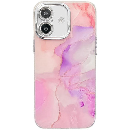 Electroplated Marble Texture Phone Case, For iPhone 16
