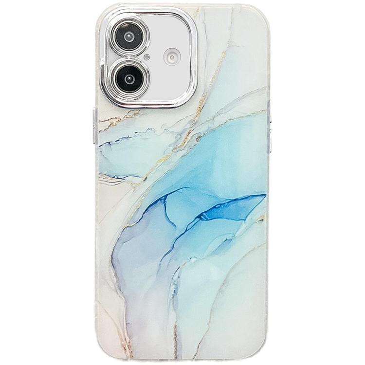 Electroplated Marble Texture Phone Case, For iPhone 16