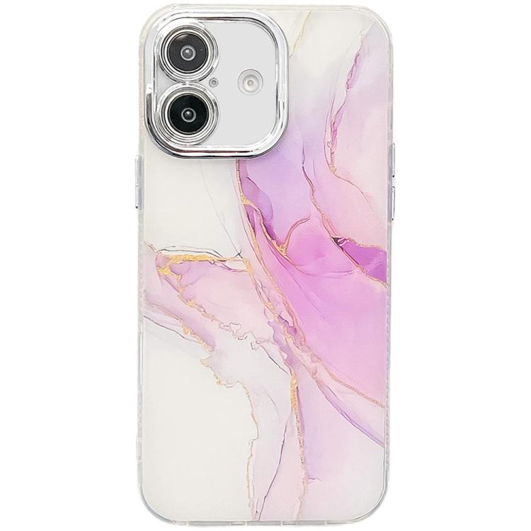 Electroplated Marble Texture Phone Case, For iPhone 16