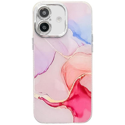 Electroplated Marble Texture Phone Case, For iPhone 16