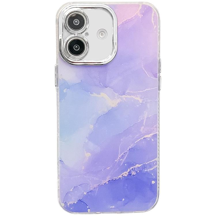 Electroplated Marble Texture Phone Case, For iPhone 16