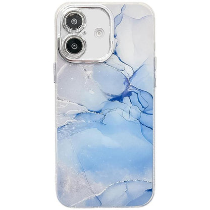 Electroplated Marble Texture Phone Case, For iPhone 16