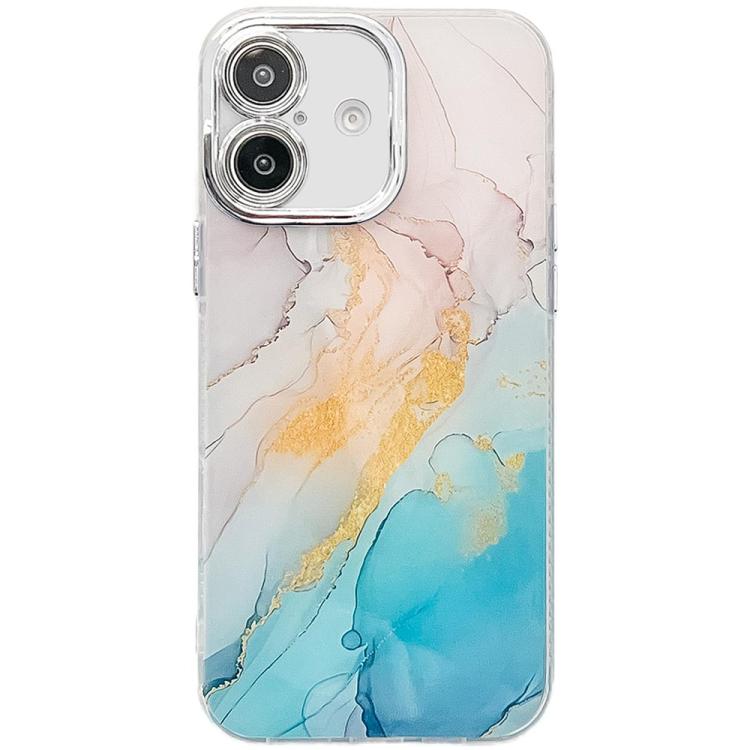 Electroplated Marble Texture Phone Case, For iPhone 16