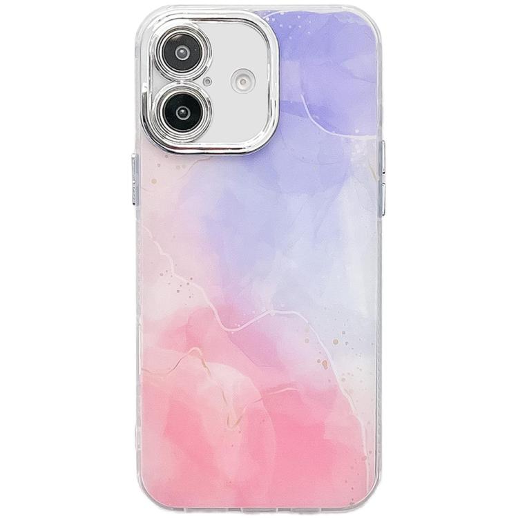 Electroplated Marble Texture Phone Case, For iPhone 16