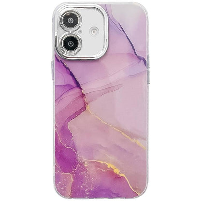 Electroplated Marble Texture Phone Case, For iPhone 16
