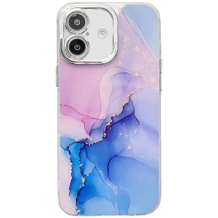 Electroplated Marble Texture Phone Case, For iPhone 16