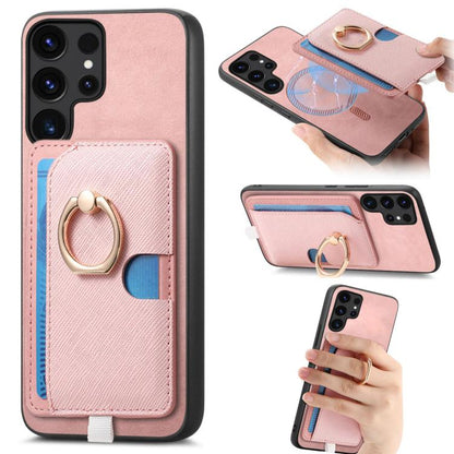 Retro Cross Leather Ring Side Insert Card Bag MagSafe Phone Case, For Samsung Galaxy A54 5G, For Samsung Galaxy S23 Ultra 5G, For Samsung Galaxy S23+ 5G