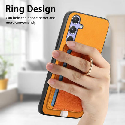 Retro Cross Leather Ring Side Insert Card Bag MagSafe Phone Case, For Samsung Galaxy M54 / F54 5G, For Samsung Galaxy A14