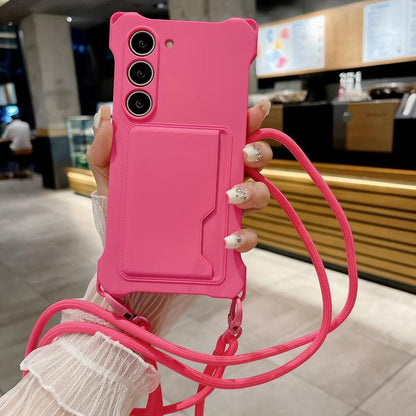 Liquid TPU Card Bag Four Corner Shockproof Phone Case, For Samsung Galaxy S22 5G, For Samsung Galaxy S21 FE 5G, For Samsung Galaxy A52