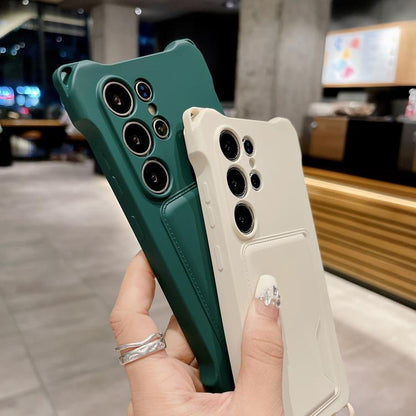 Liquid TPU Card Bag Four Corner Shockproof Phone Case, For Samsung Galaxy S25 5G, For Samsung Galaxy S25+ 5G, For Samsung Galaxy S25 Ultra 5G