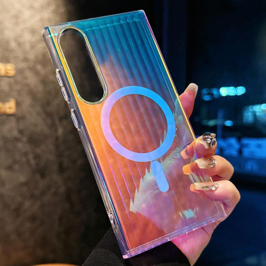 Laser Texture MagSafe Shockproof Phone Case, For Samsung Galaxy S25 Edge 5G, For Samsung Galaxy S25 5G, For Samsung Galaxy S25+ 5G, For Samsung Galaxy S25 Ultra 5G, For Samsung Galaxy S24 FE 5G, For Samsung Galaxy S24 Ultra 5G, For Samsung Galaxy S24+ ...